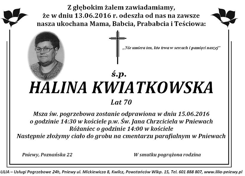 Żyli wśród nas – Halina Kwiatkowska