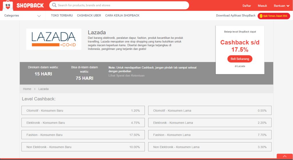 Belanja di Lazada dapat cashback dari ShopBack | Hola Darla