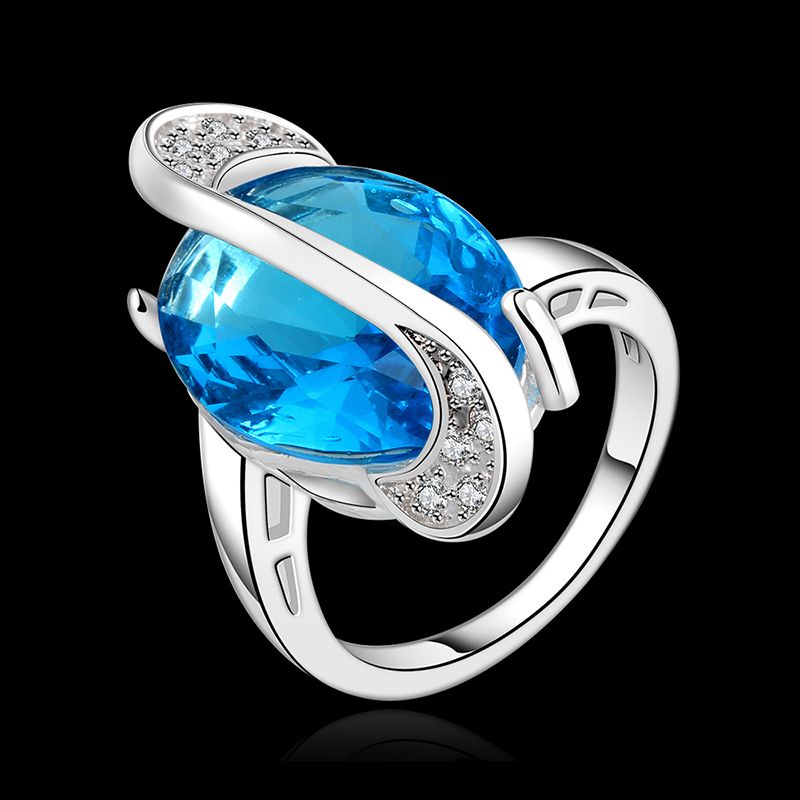 Product details of Pop-Buy 18K White Gold Plated Water Drop Blue ...