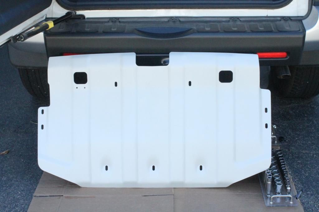 Installation of OEM Toyota aluminum REAR skid plate on '14 FJ Toyota