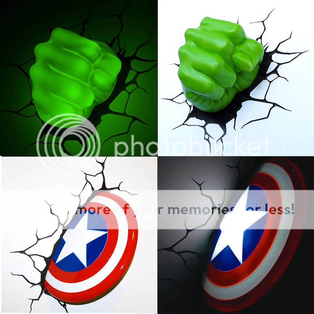 Details About Marvel Avengers Captain America Shield Hulk Fist 3d Deco Wall Led Night Light