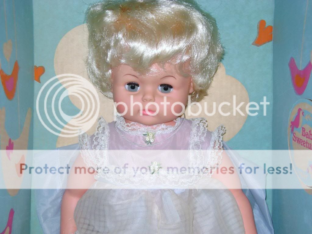 Vintage Baby Sweetums DOLL1969 Doll Made by Uneeda 20" Doll Blue Organdy Dress
