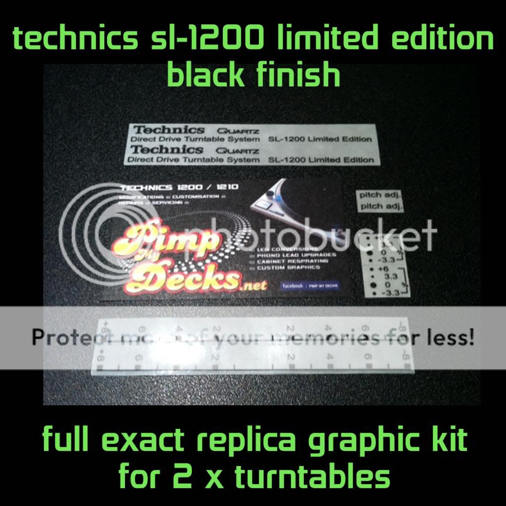 TECHNICS SL 1200 LIMITED EDITION   REPLICA GRAPHIC KIT BLACK   CUSTOM